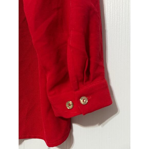 Susan Graver Red Long Sleeve Blouse, Size 14 - Picture 5 of 7